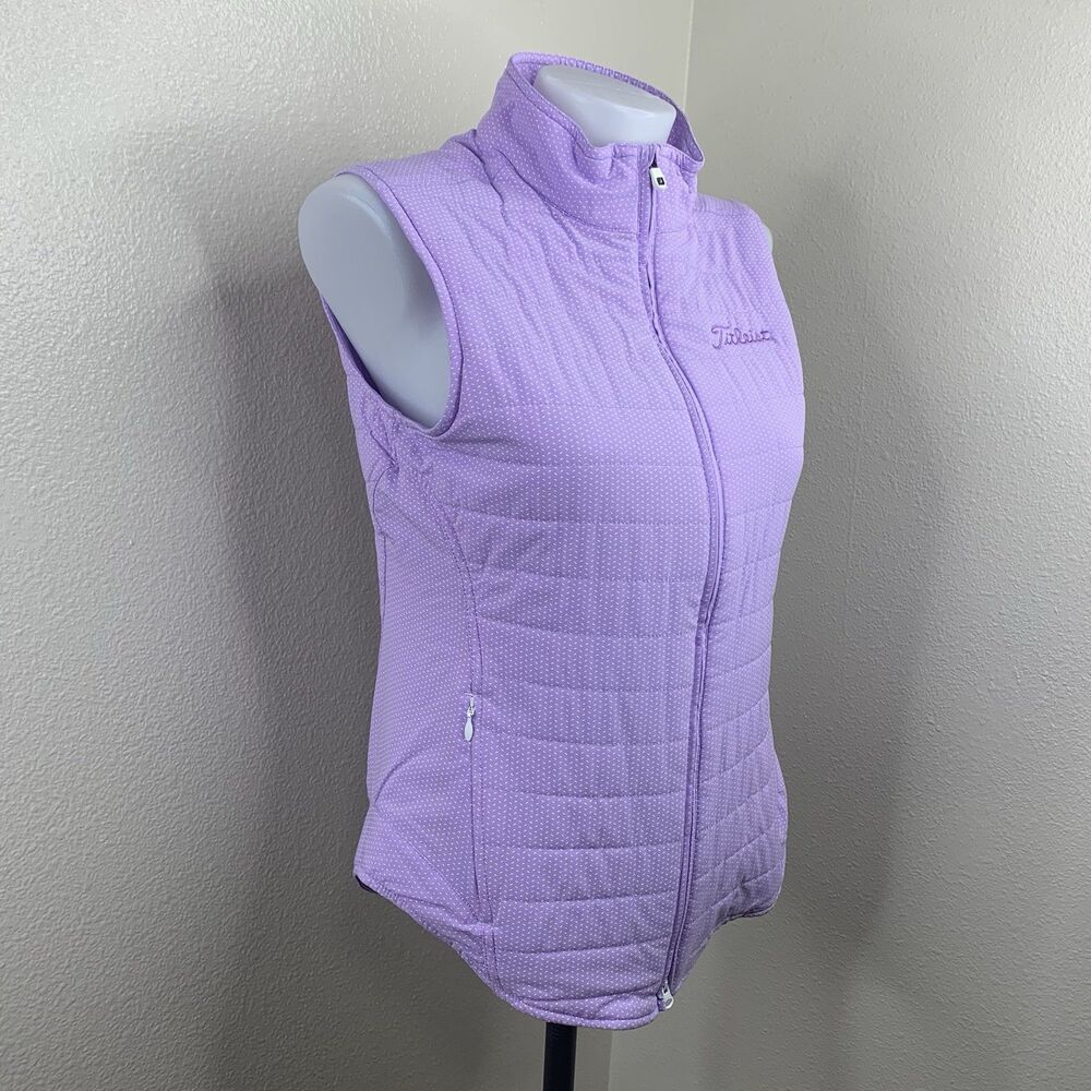 Titleist Footjoy Full Zip Quilted Lt Purple Vest Women’s Sz S Sleeveless Golf
